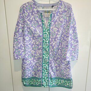 Robert Graham  Embellished Long Sleeve Tunic 100% Cotton Size M